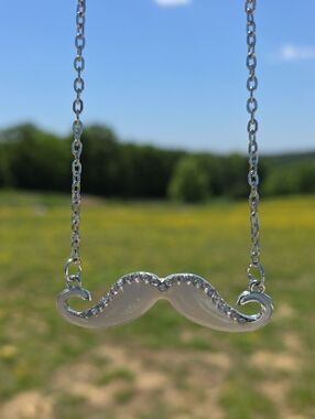 Hipster Cream Handlebar Mustache Necklace